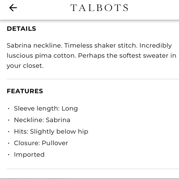 NWT Talbots Sabrina Shaker Stitch Pima Knit Sweater Petite Plus X BRETON BLUE - Picture 2 of 6